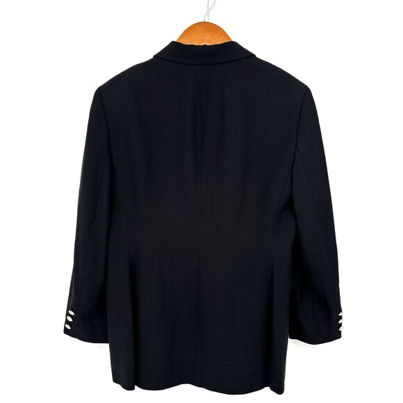 Lauren Ralph Lauren 100% Wool Black Double Breasted Blazer 6 Silver Button/Crest - Picture 2 of 8